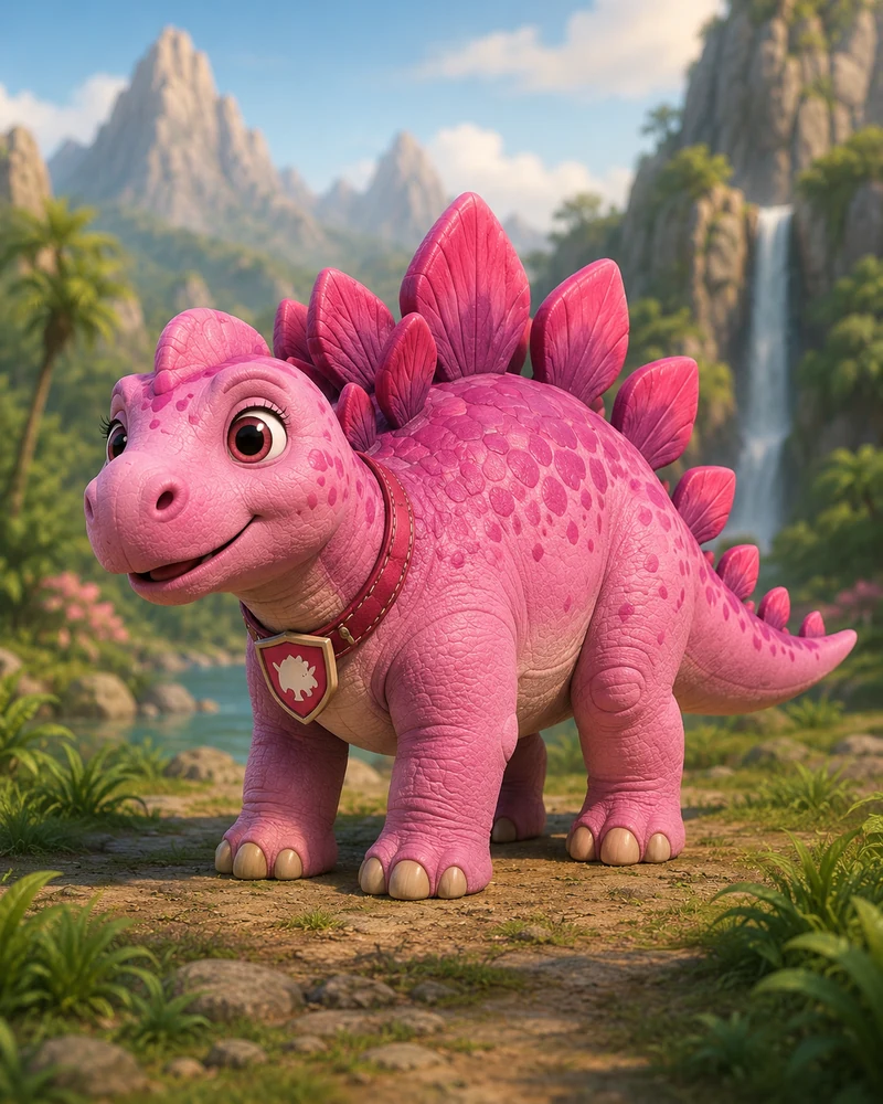 Approved character artwork of Kate, a pink Valorsaur